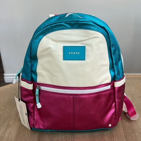 state bags Other - New STATE Bags Kane Kids Backpack Metallic Blue Hot Pink White Magenta NWT